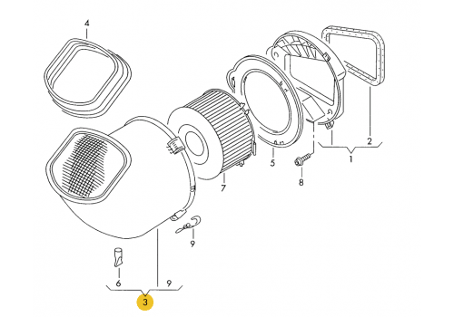 Корпус салонного фильтра деталь VAG 701815915C
