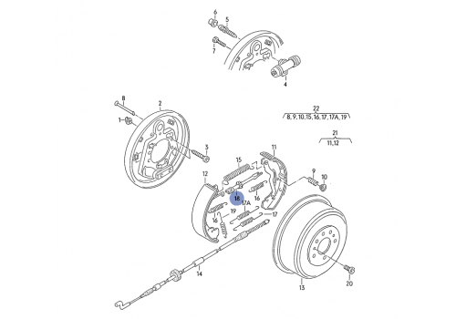 Тормоз задний штанга R левая резьба VAG 701609802 Б/У
