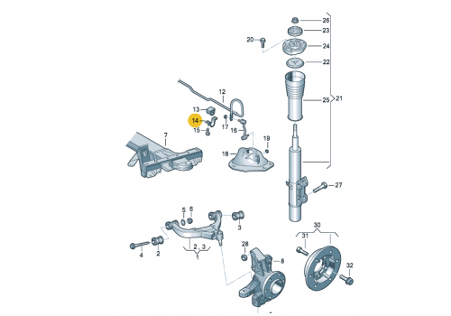 Скоба резинки стабилизатора передняя VAG 2E0411085