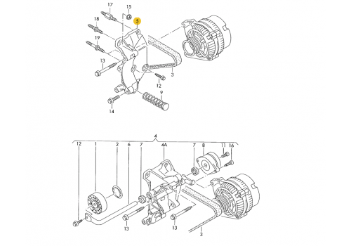 Кронштейн генератора ABL VAG 028903143AD Б/У