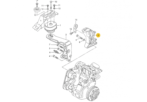 Кронштейн подушки R VAG 074199207M Б/У
