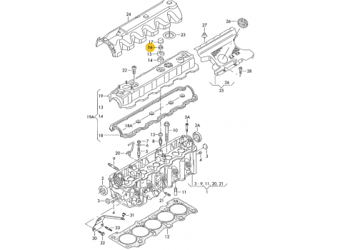 Крышка клапанная AAB гайка M6 VAG N90132606