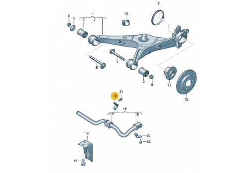 Скоба задняя стабилизатора внутренняя VAG 7H0511417A
