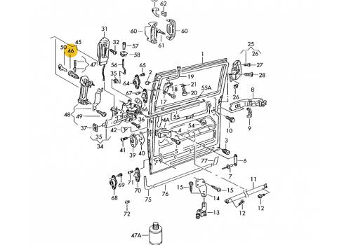 Личинка замка передний и сдвижной двери VAG 701837061C