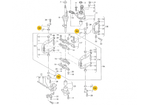 Механизм переключения передач: ось VAG 0A4301427B