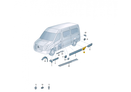 Молдинг задний L передний аркой база 3250 VAG 2E1853535BL