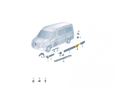 Молдинг задний R передний аркой база 3250 VAG 2E1853536BL