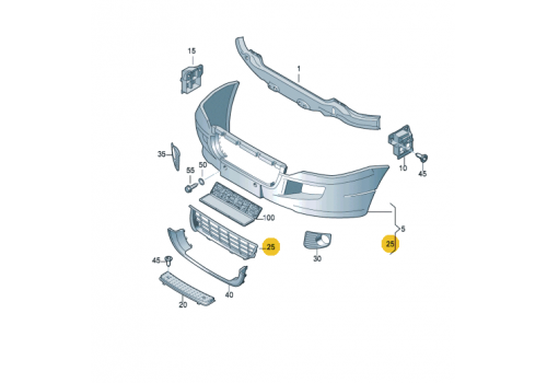 Решетка передняя бампера VAG 2E0807835A