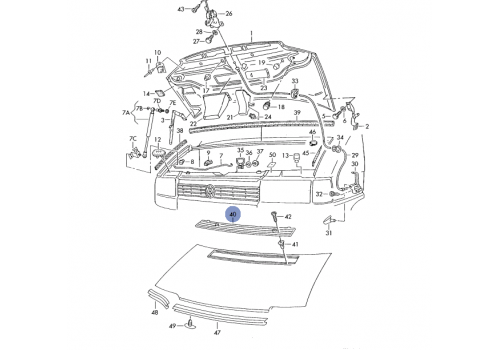 Решетка на капот Caravelle черная VAG 70181904401C