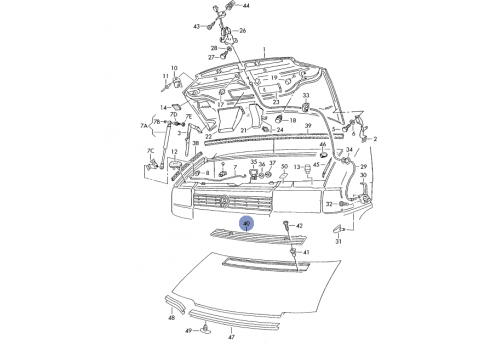 Решетка на капот Caravelle под покраску VAG 7D0819044GRU