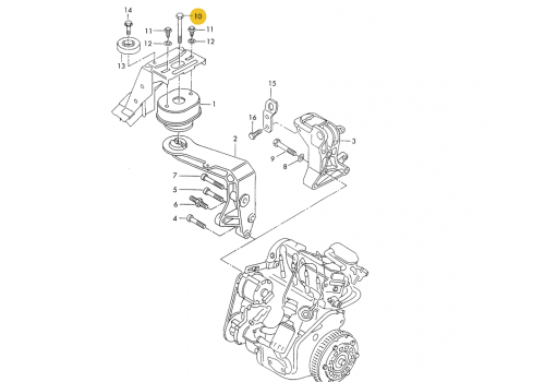 Подушка R болт М10х40 2.4 2.5 VAG N10234204