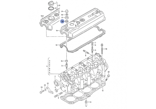 Резинка шпильки клапанной крышки верх все моторы VAG 028103533
