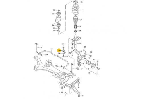 Подушка перенего стабилизатора к кузову VAG 7M0411031