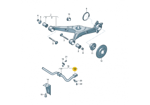 Резинка стабилизатора задняя наружная 23мм VAG 7H5511414