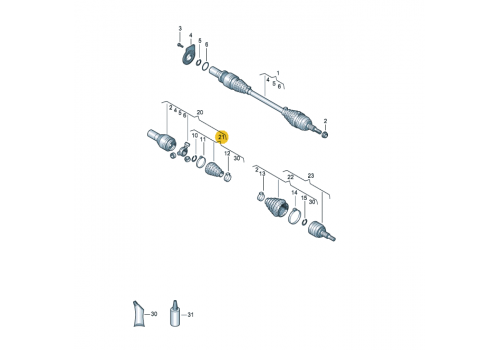 Пыльник на ШРУС внутренний L/R CFCA CAAC CAAE DSG +4motion VAG 7H0498202B