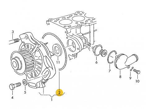 Прокладка под помпу + 1,9V T-2 VAG 069121043