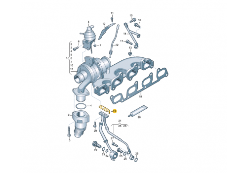 Прокладка под трубку турбины 2.0L VAG 03L145757P